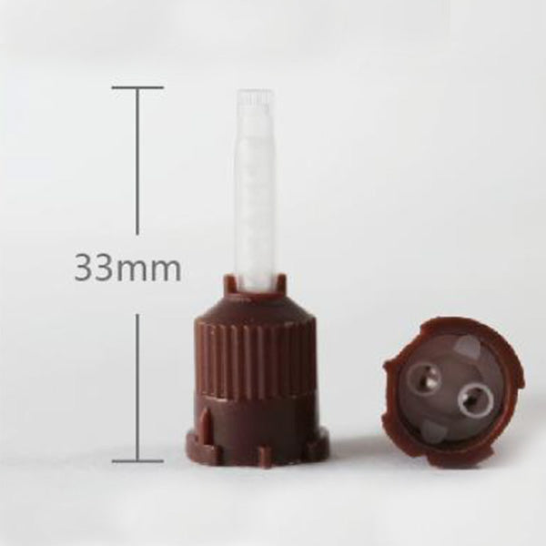 Impression Mixing Tips 50 pcs/ pk - AL33110 #10 brown, blunt, 1:1, long 32.6mm – for cold-whitening cement, resin cement, dual-curing core build-up material image